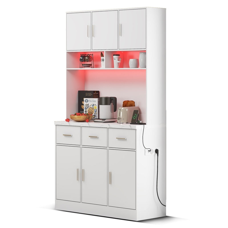 180cm Kitchen Pantry, White