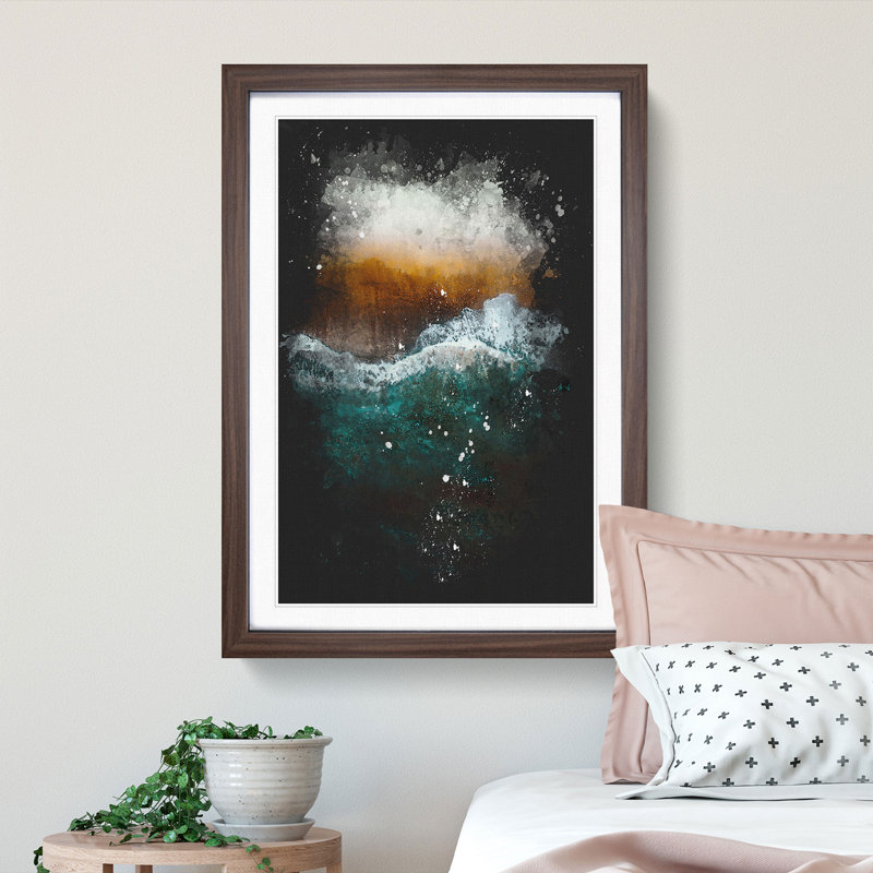 Beach in Santa Monica - Framed Print, 87cm H x 62cm W x 2cm D, Walnut Framed