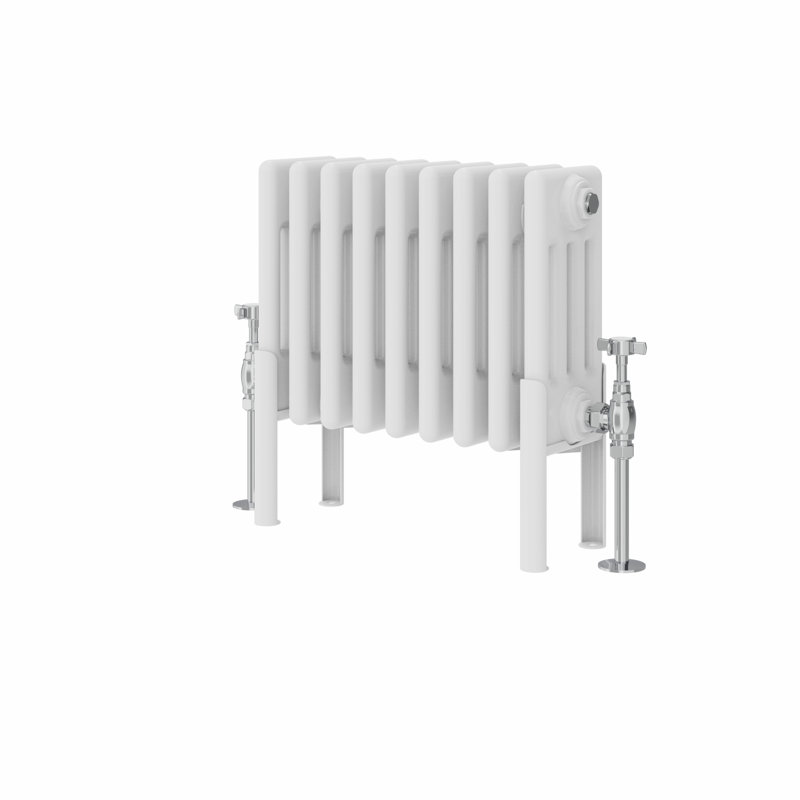 Altynay Horizontal Traditional 4 Column Radiator, White, 300mm H x 425mm W x 140mm D