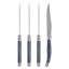 French Home Laguiole Connoisseur 4-Piece Steak Knife Set With Navy Handles-40177192