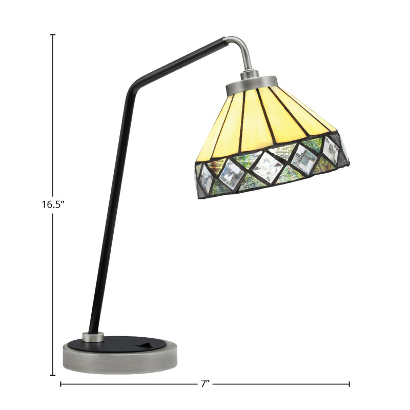 Lampe de bureau en acier inoxydable Kanzah, Graphite / noir mat