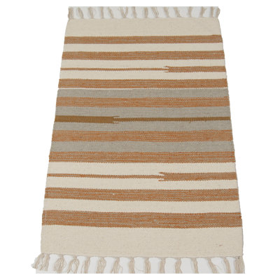 Melbeta Rectangle 50 cm x 80 cm Striped Hand Knotted Kilim
