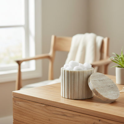 Haight Elise Beige Marble Tumbler Ribbed Edge