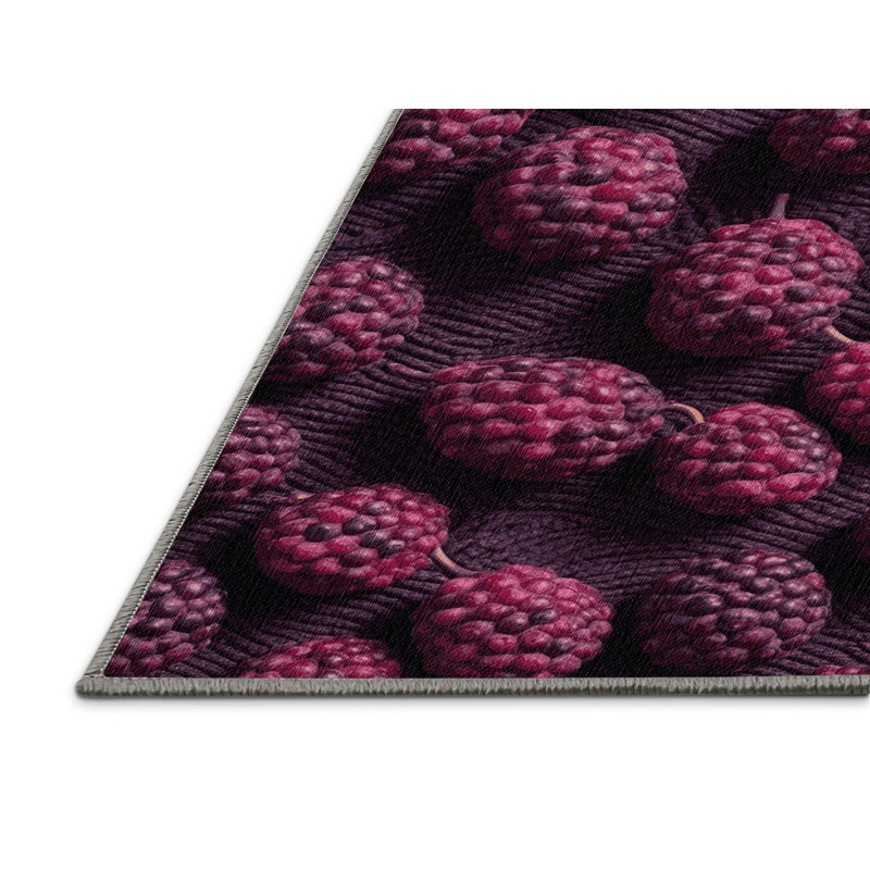 Washable Acai Berry Fruits Area Rug, Square 4'