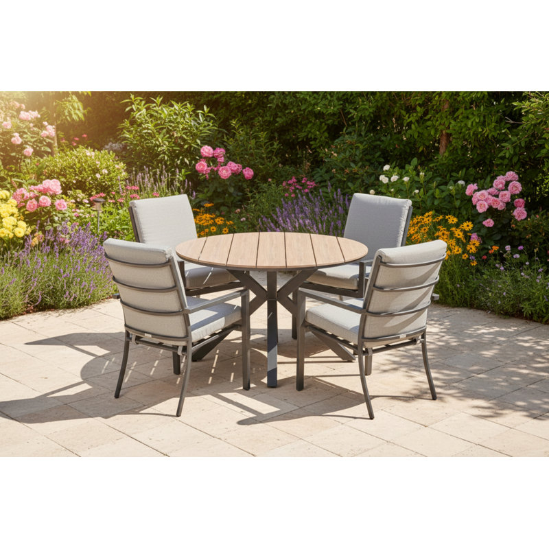 Cambra Wicker 4 - Person Garden Lounge Set with Cushions, Grey