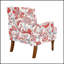 Fauteuil fleuri avec garniture cloutée et pieds en bois massif, idéal pour un décor champêtre et traditionnel, fauteuil d'appoint pour salon Wayfair