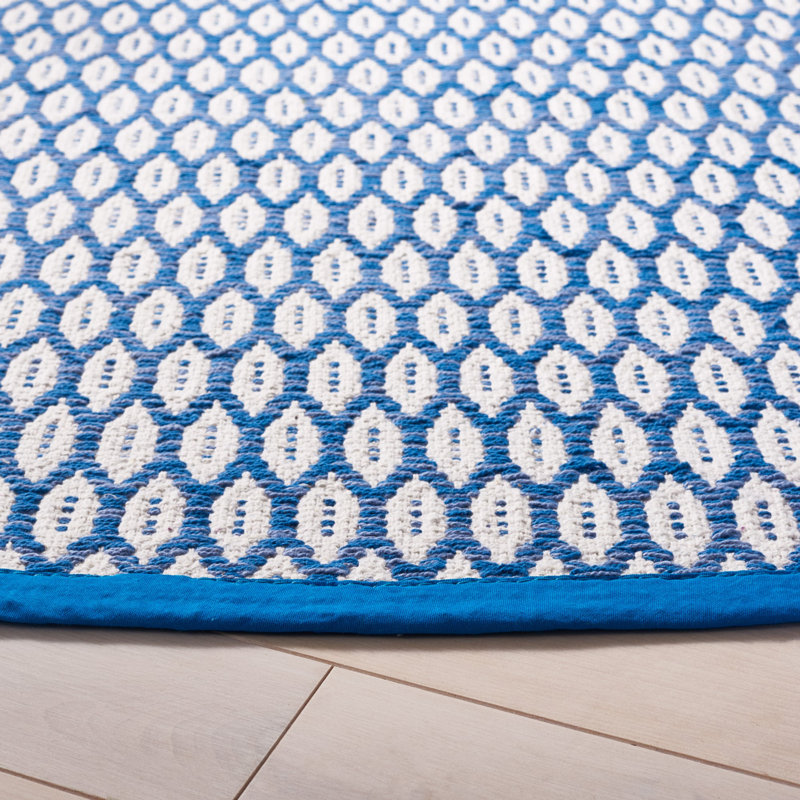 Modena Hand Woven Cotton Geometric Rug, Round 6'