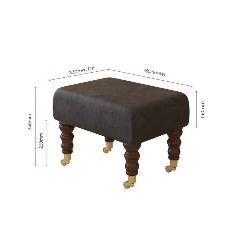 Manufactured Wood Accent Stool, Style Leather, Black, Mahogany