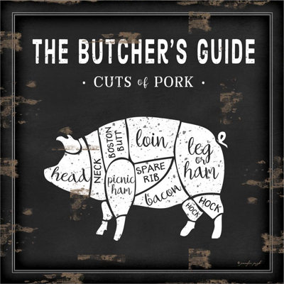 «Butcher's Guide Pig» par Jennifer Pugh, art mural sur toile