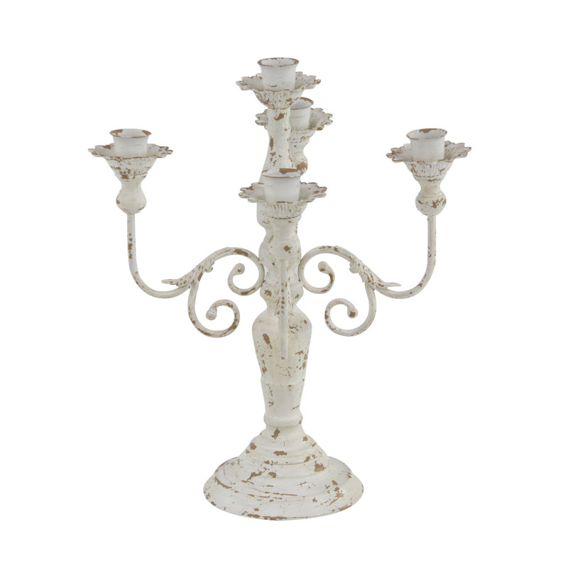 Bougeoir de table en métal 19 po, Blanc