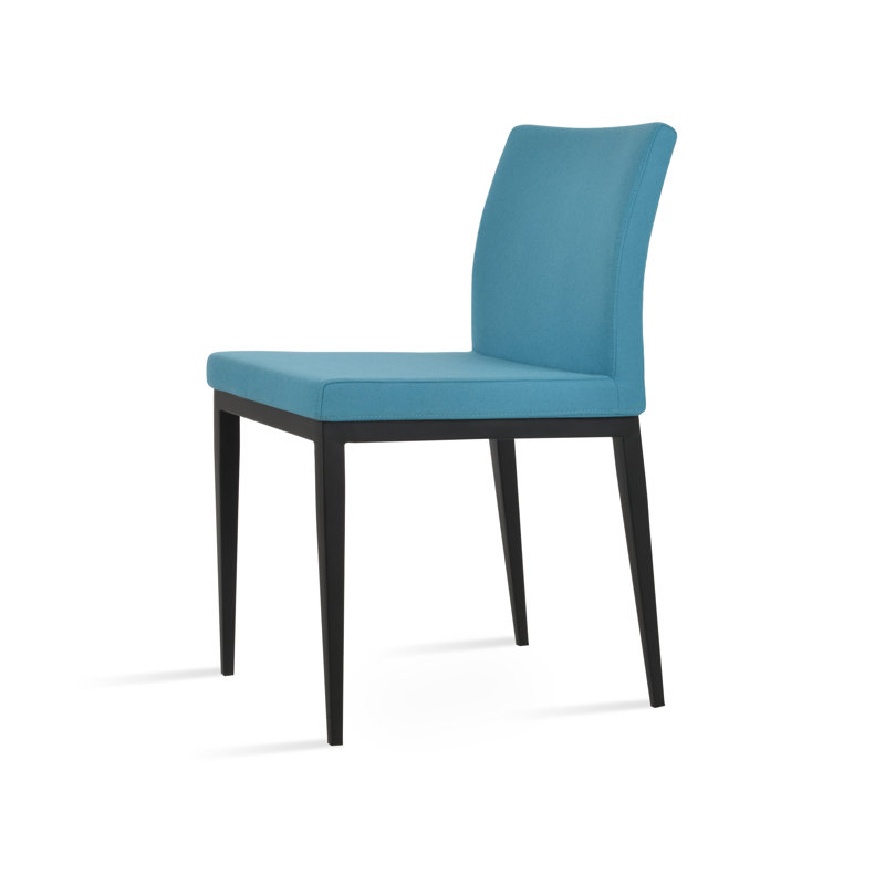Aria MW Side Chair, Wool Turquoise, Black