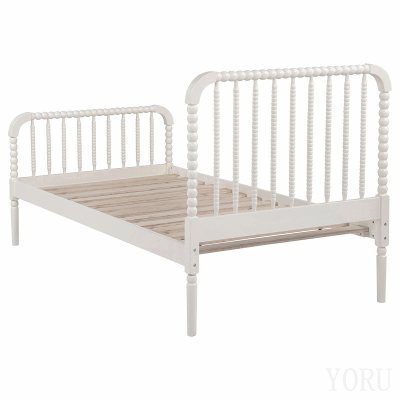 White Wood Twin Open Frame Bed