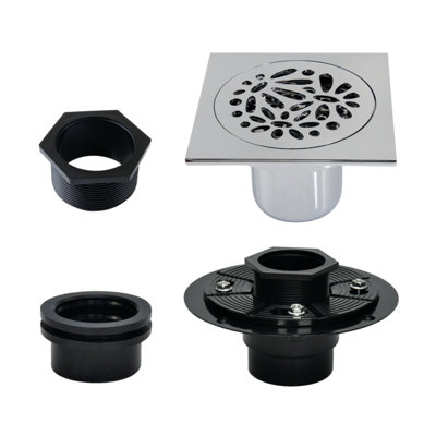 Kingston Brass BSFK6360 Watercourse 4" Square Brass Shower Drain