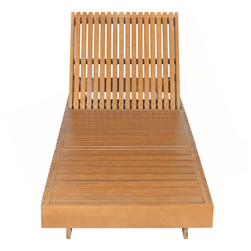 Chaise longue d'extérieur avec dossier réglable à 6 positions, bois d'acacia massif