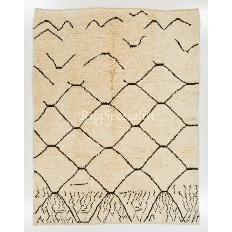 Tapis marocain «Freedom» 100% laine naturelle non teinte, tapis tulu moderne noué à la main