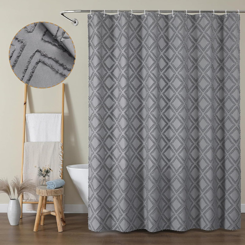 Ensemble de rideau de douche Jacquard, Gris