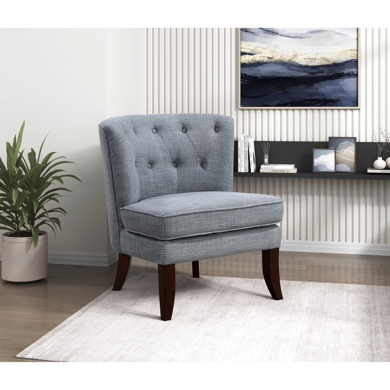 Chaise classique rembourrée gris foncé avec pieds en bois massif et lignes décoratives élégantes, Gris foncé