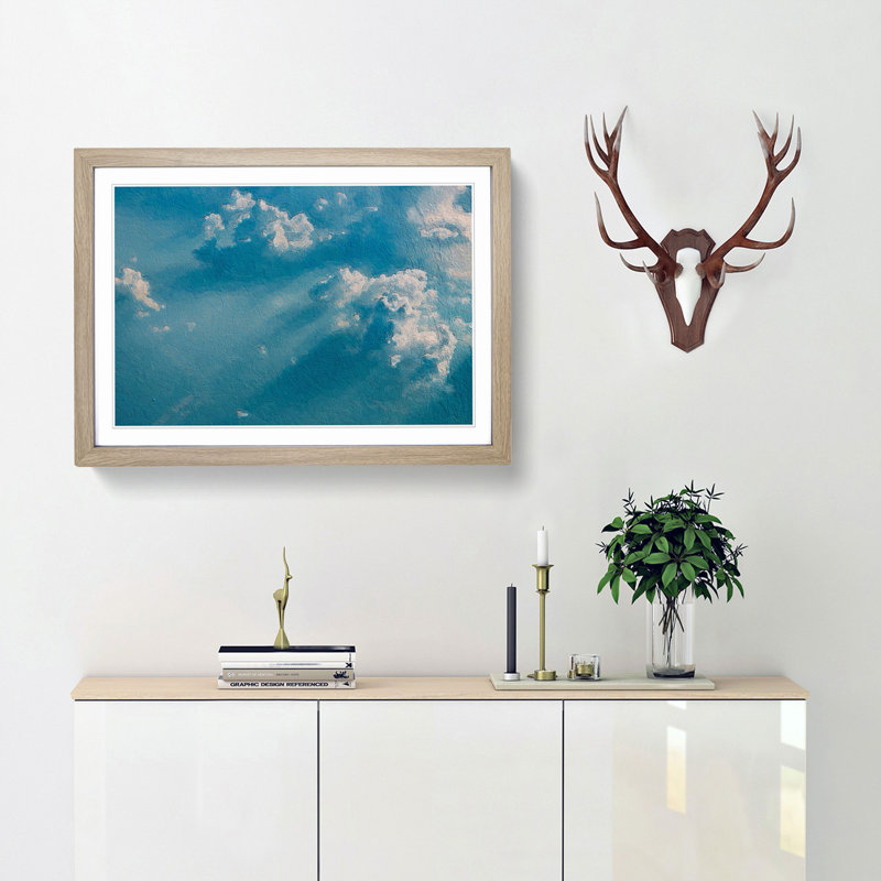 Light Through the Clouds - Picture Frame Painting Print, 27cm H x 36cm W x 2cm D, Oak Framed