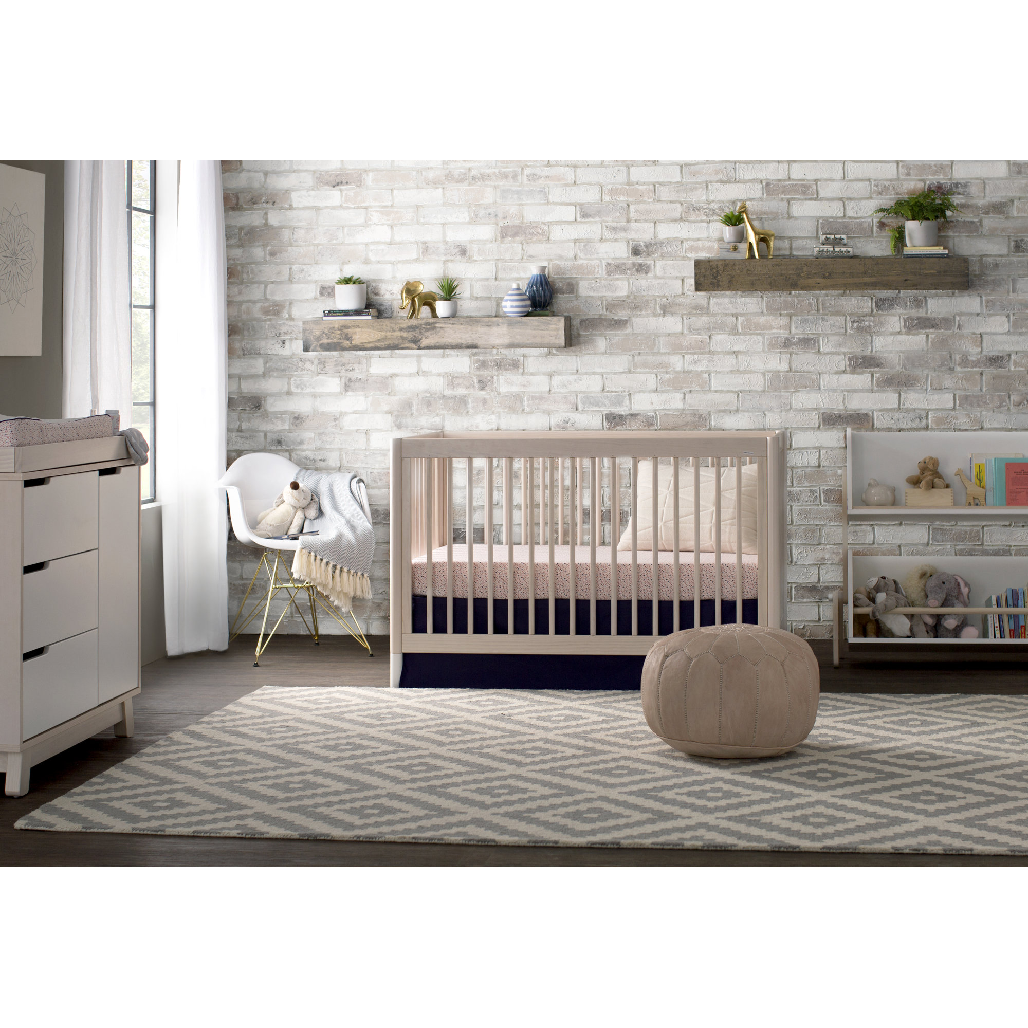 Hudson 3-Drawer Changer Dresser with Removable Tray , Washed Natural/White