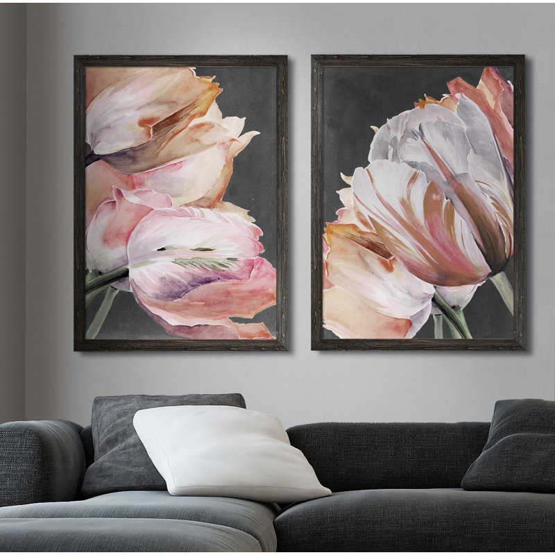 « pastel perroquet tulipes iii » par vincent van gogh, ensemble de 2 reproductions d’art sur cadre photo, Pas de tapis