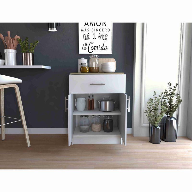 Multistorage Pantry Cabinet, One Drawer, Two Interior Shelves, White
