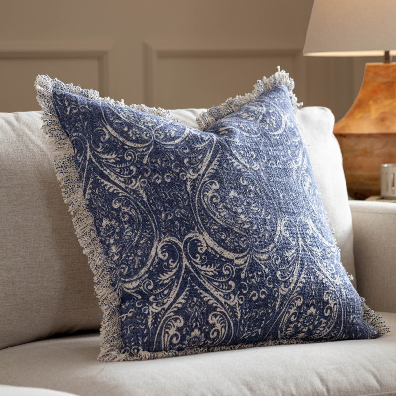 Durelle Cushion Cover Damask Square Cushion Cover, Blue