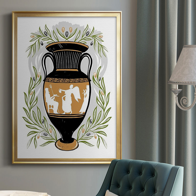 «Greek Vases II», reproduction encadrée de qualité supérieure - prête à être accrochée, Encadrement doré