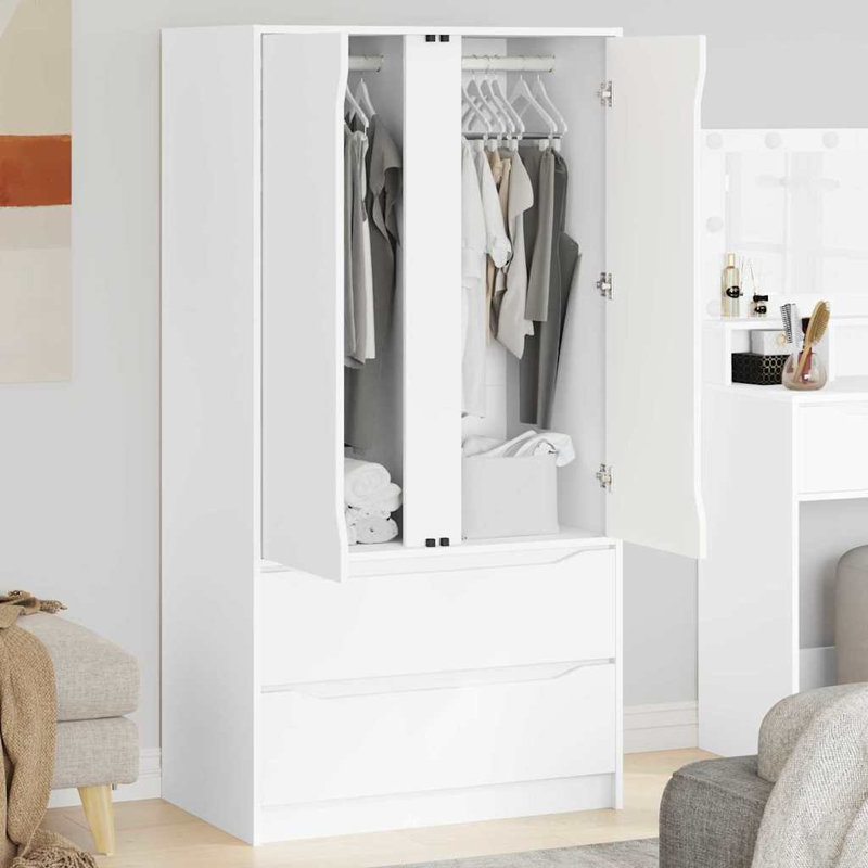 Manufactured Wood Wardrobe, White