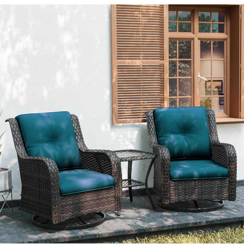 Ensemble de conversation modulaire en rotin d'extérieur 3 pièces Wicker