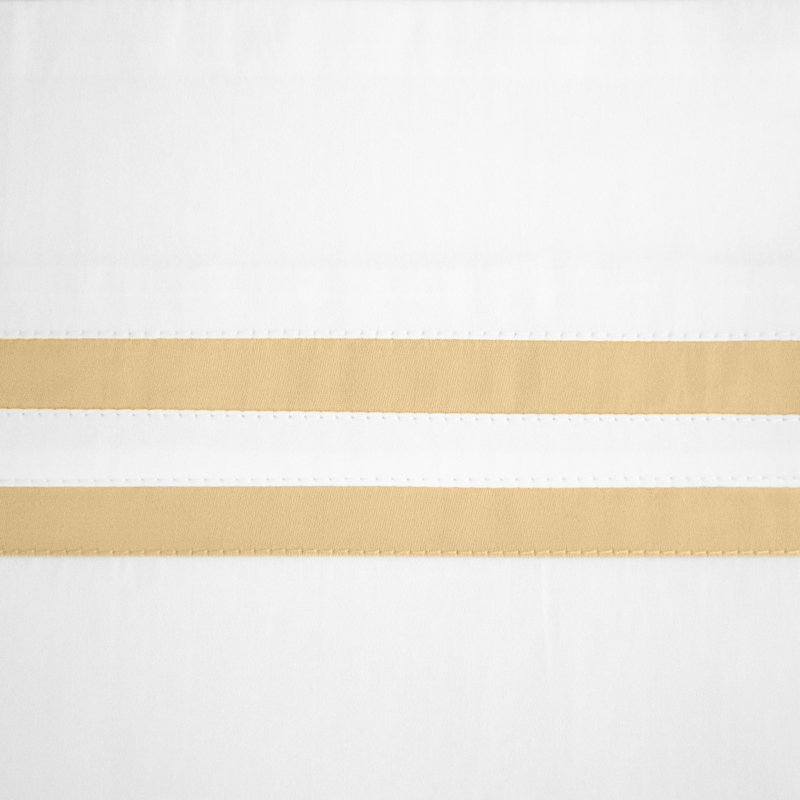 Ribbons Sateen Sheet Set, White/Gold, Twin