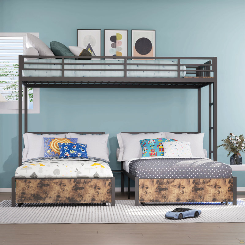 Triple lit superposé pour enfants, 3 lits superposés pour 3 personnes, lits superposés en métal, séparé en 3 lits simples