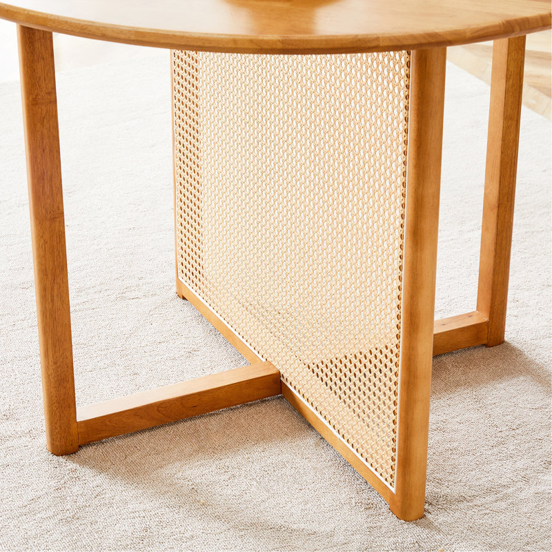 Table ronde en bois massif de noyer chinois rétro, table simple en imitation rotin moderne, table en bois, Bois