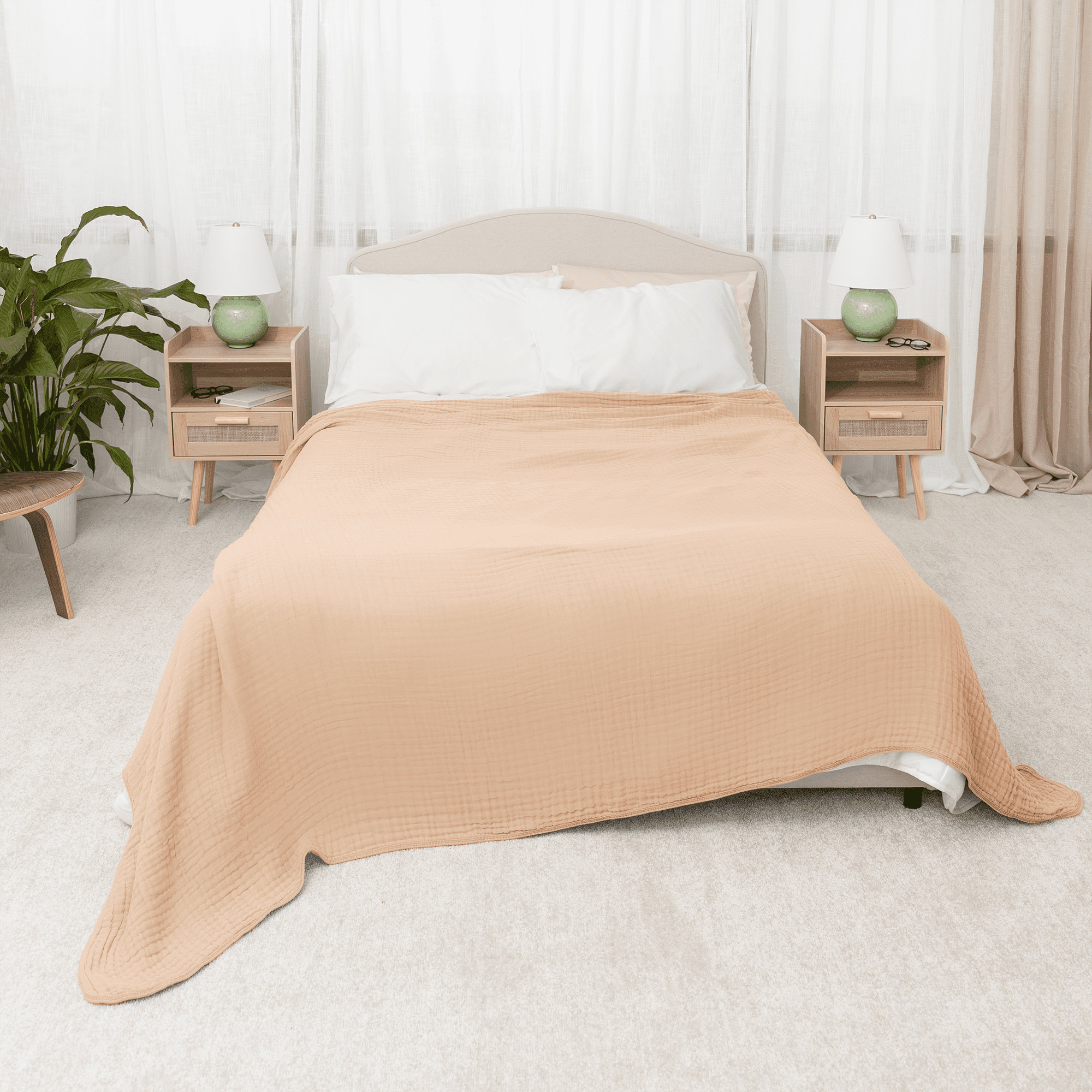 Karlina Muslin Blanket, King, Cream