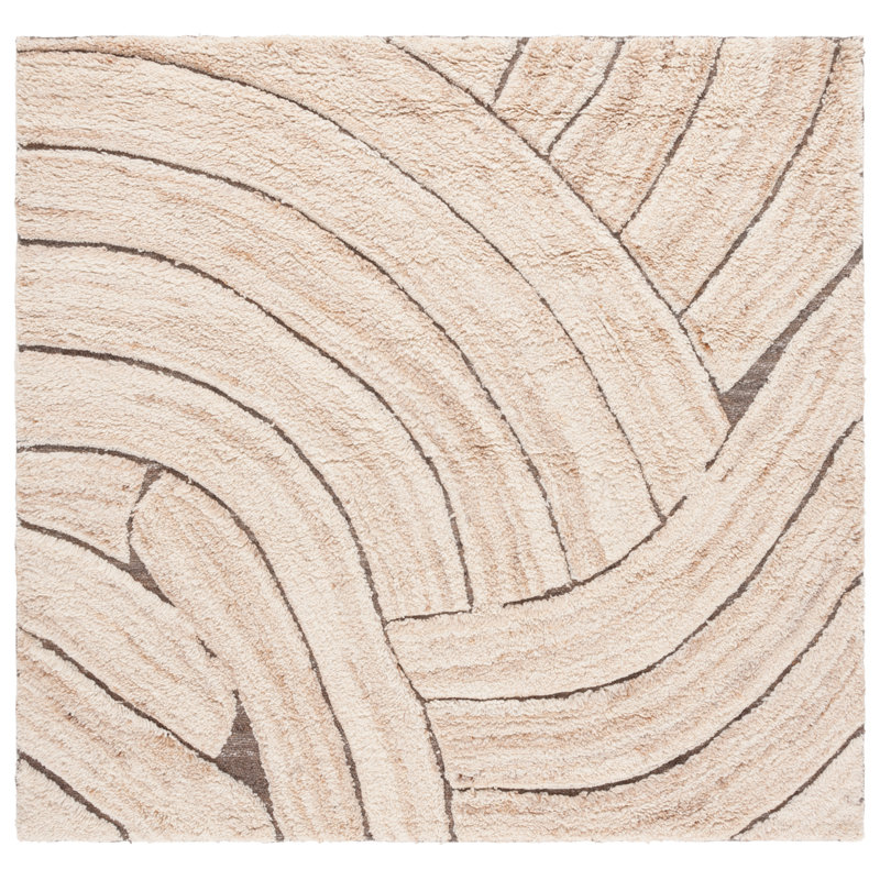 Maurine Hand Woven Wool/Cotton Abstract Rug in Natural/Beige, Square 6'