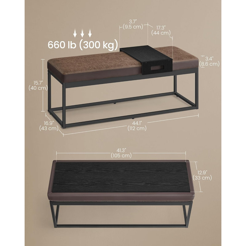 Rosaelena Polypropylene / Olefin Upholstered Bench, Brown