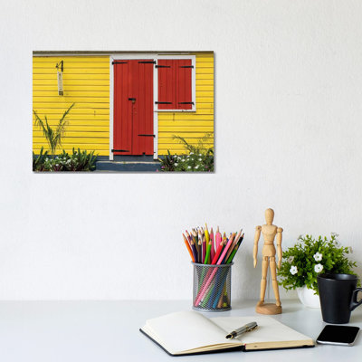 Colorful House In Christiansted, St. Croix, Us Virgin Islands. by Michael DeFreitas - Wrapped Canvas Print