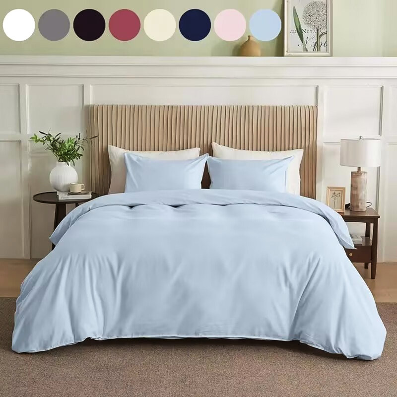 Housse de couette pour grand lit, mélange de peau, confortable pour un sommeil nu, respirant, doux, bordures, boulochage, couverture de lit double, impression sécuritaire et teinture de lit, douceur de nuage