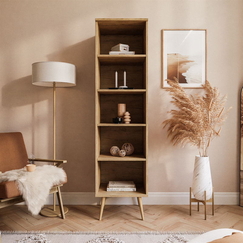 Yadira 180cm H x 46cm W Standard Bookcase, Gold Craft Oak