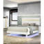 Cadre de lit grand format, DEL sous le lit, design contemporain moderne, couleur blanc / or, bois d'ingénierie et métal, garniture en acrylique, prêt pour le matelas, étuis de preuve