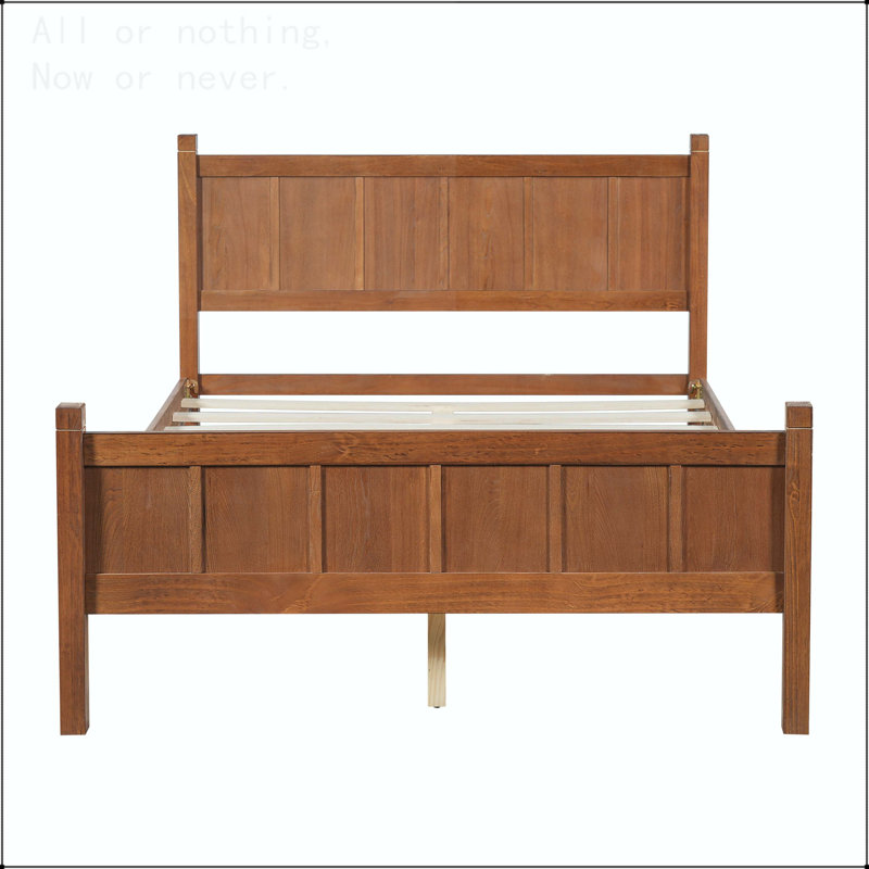 Twin Size Flat Panel Bed with Shaker and Farmhouse Style Design, Full, Walnut