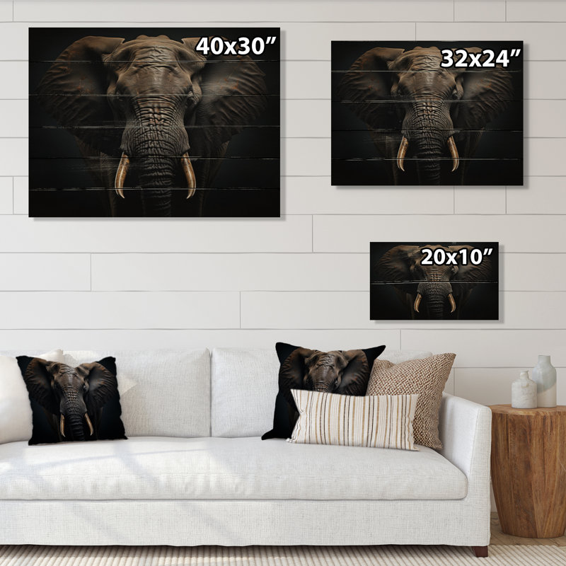 Éléphant Silent Majesty II sur bois, H 10 po x l 20 po x P 0,78 po