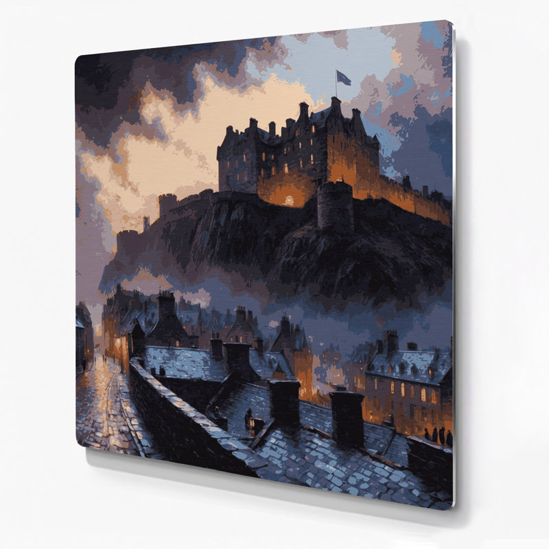 Art mural mauve, villes, Edimbourg, Écosse, H 144 po x l 144 po x P 0,05 po