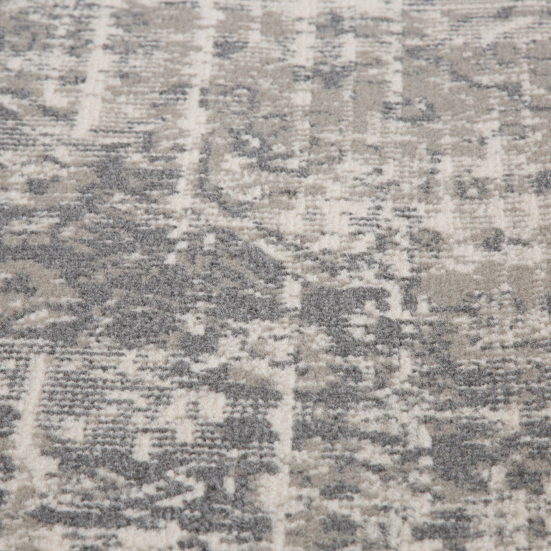 Tapis gris tissé à la machine 8 pi x 10 pi Medallion
