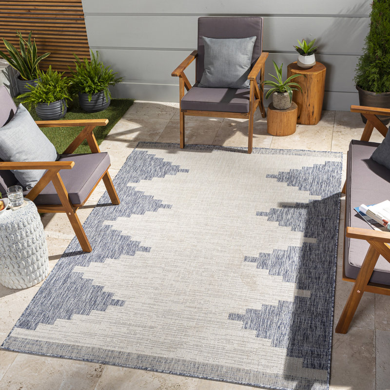 Marion Indoor & Outdoor Boho Denim Rug, Rectangle 160 x 230cm