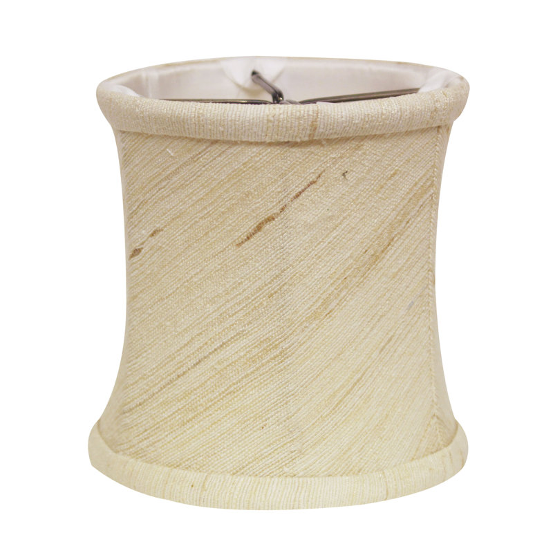 Abat-jour tambour en soie / shantung (à pince) en naturel, H 4,25 po x l 4,25 po x P 4,25 po