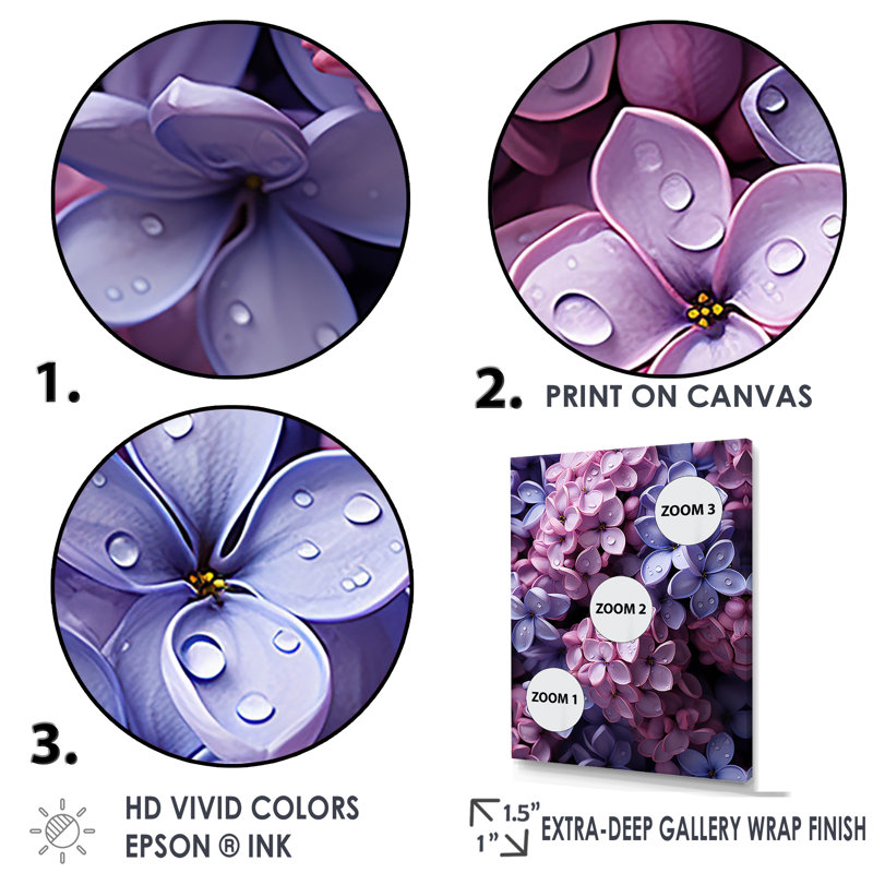 Vibrant parfum Lilac Blossoms II - impression, H 32 po x l 24 po x P 1 po, Cadre flottant blanc