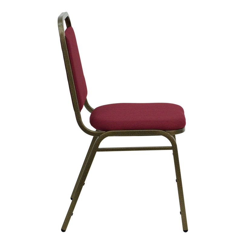 Burgundy Fabric and Gold Steel Stacking Banquet Chair