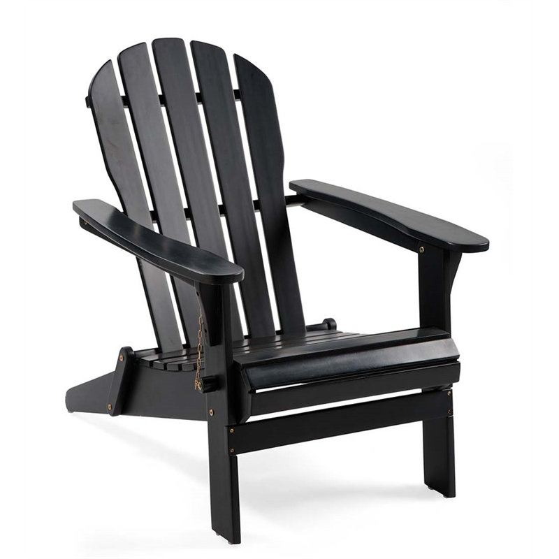 Chaise Adirondack pliante en bois massif Hillandale, Noir