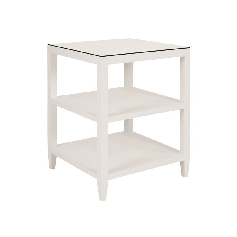 Glass End Table, White