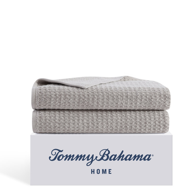Tommy Bahama 100% Cotton Towel Set, Gray, 2 Pack - Bath Sheet